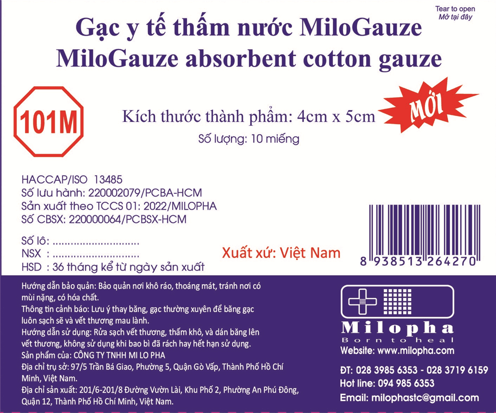 Ảnh sản phẩm Gạc Y Tế Thấm Nước MiloGauze 101M