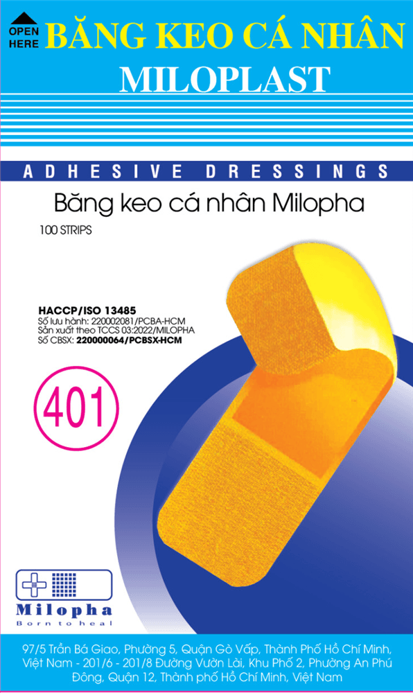 Ảnh minh họa nhóm Băng keo cá nhân Milopha Plaster 401
